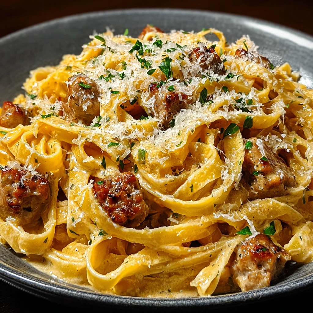 Indulge Creamy Italian Sausage Fettuccine Tonight