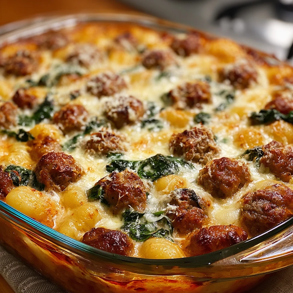 Indulge Creamy Italian Sausage Spinach Gnocchi Bake Tonight