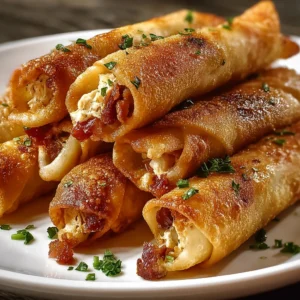 Indulge in Loaded Bacon Chicken Garlic-Parmesan Egg Rolls Today!
