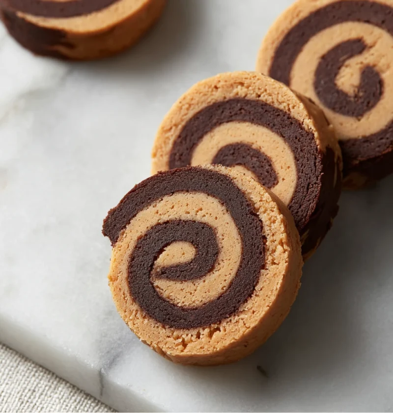 Nobake Chocolate Peanut Butter Fudge Pinwheel