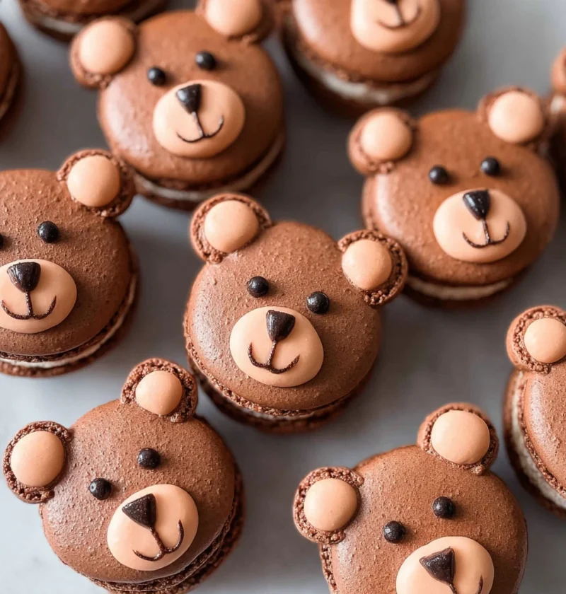 Nut Free Chocolate Teddy Bear Macarons