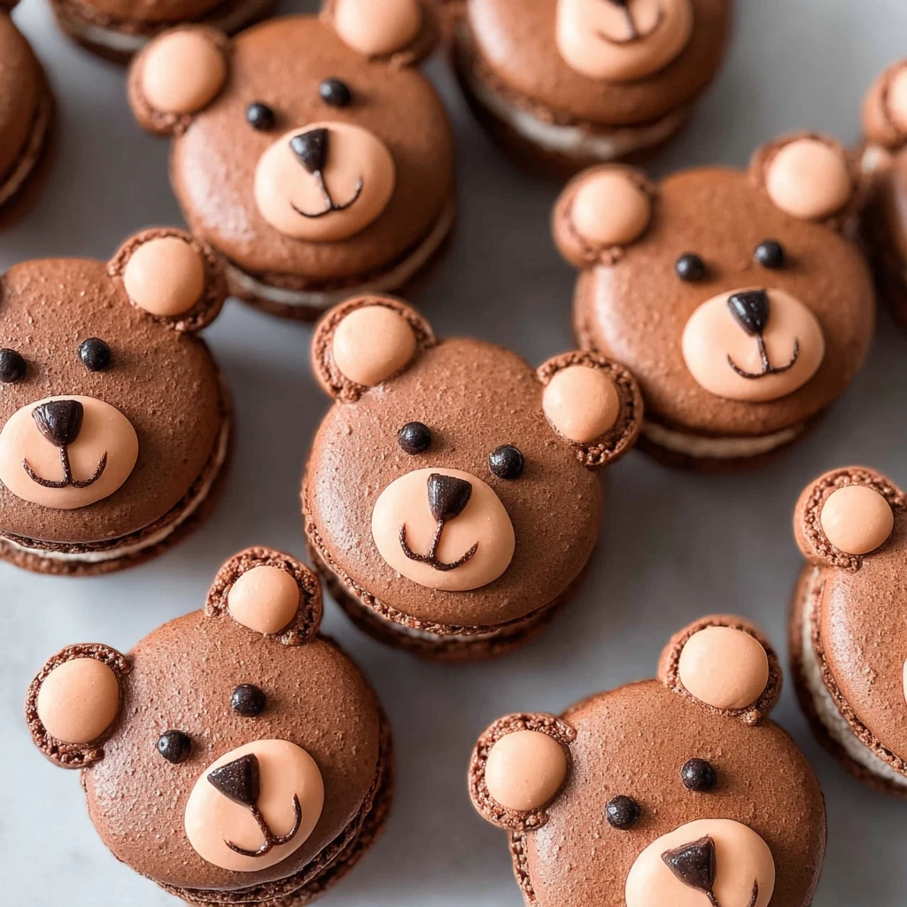 Nut Free Chocolate Teddy Bear Macarons