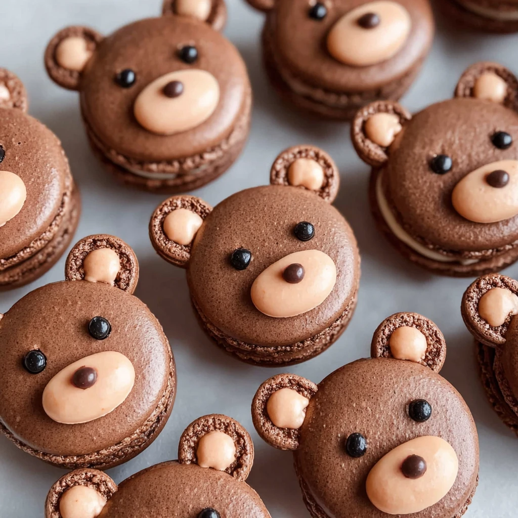 Nut Free Chocolate Teddy Bear Macarons