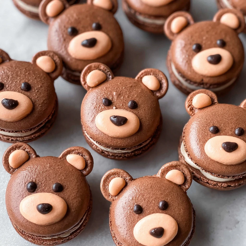 Nut Free Chocolate Teddy Bear Macarons