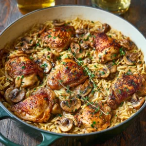 One Pot Chicken and Mushroom Orzo