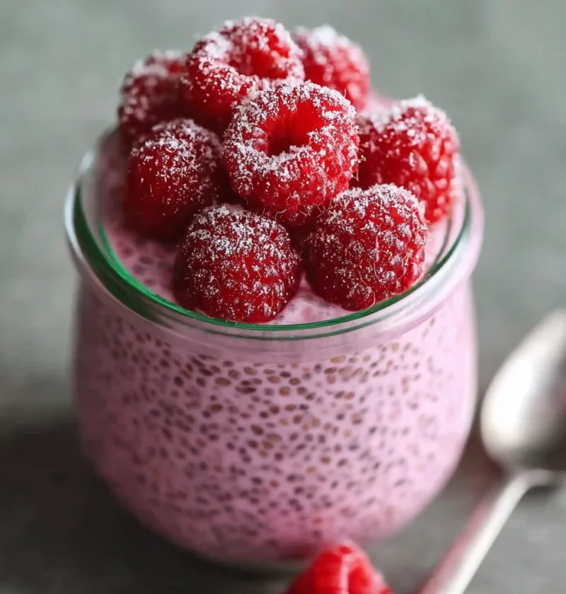Raspberry Chia Pudding Sweetened Maple Syrup