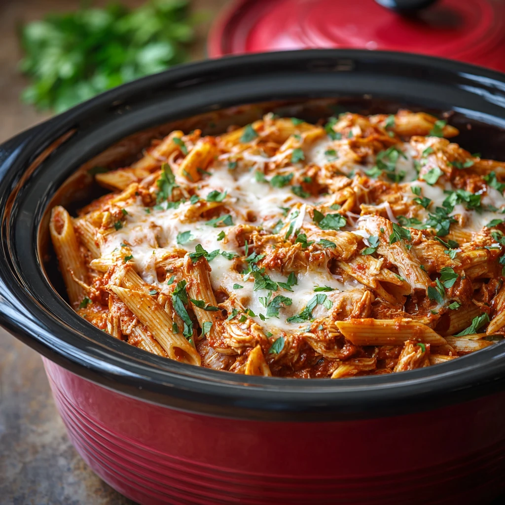 Slow Cooker Chicken Parmesan Pasta