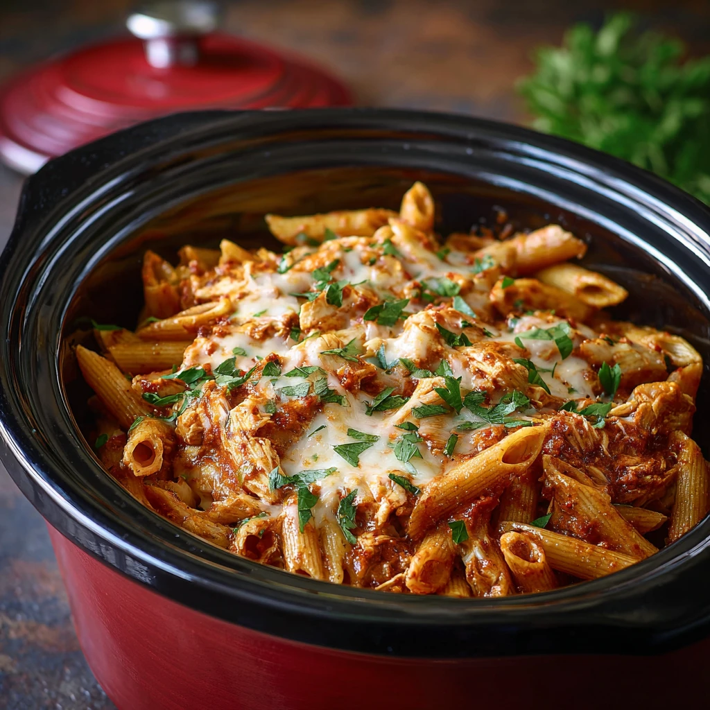 Slow Cooker Chicken Parmesan Pasta