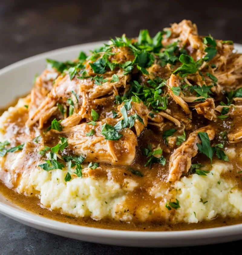 Slow Cooker Shredded Chicken Gravy