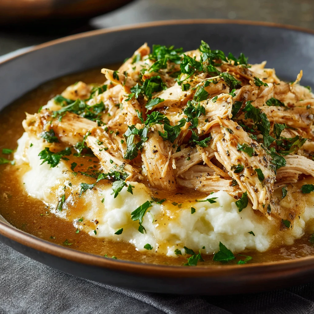 Slow Cooker Shredded Chicken Gravy