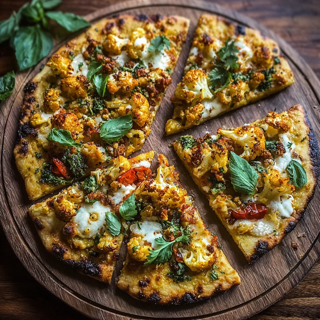 Spicy Savory Curry Cauliflower Pizza Youll Crave Forever