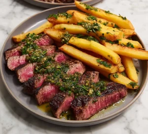 Truffle Butter Steak with Chimichurri Fries