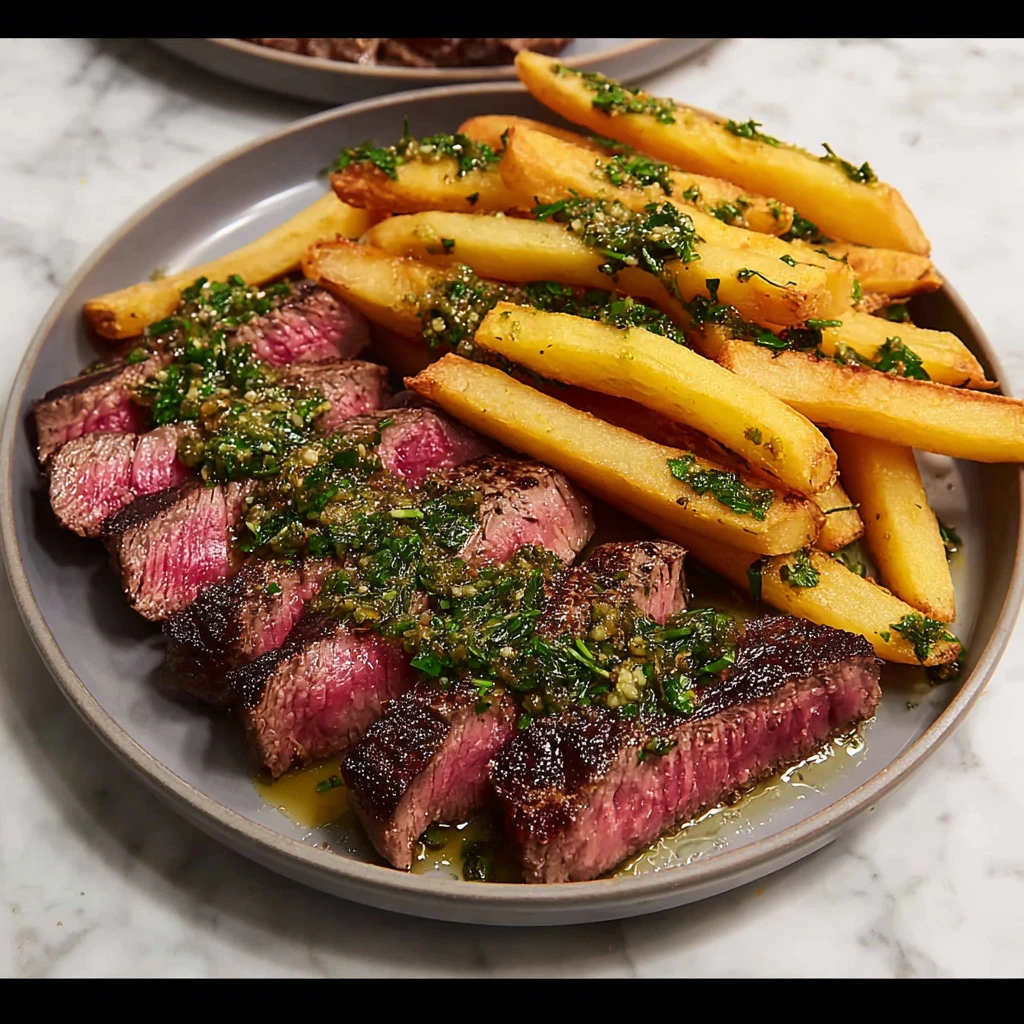 Truffle Butter Steak with Chimichurri Fries