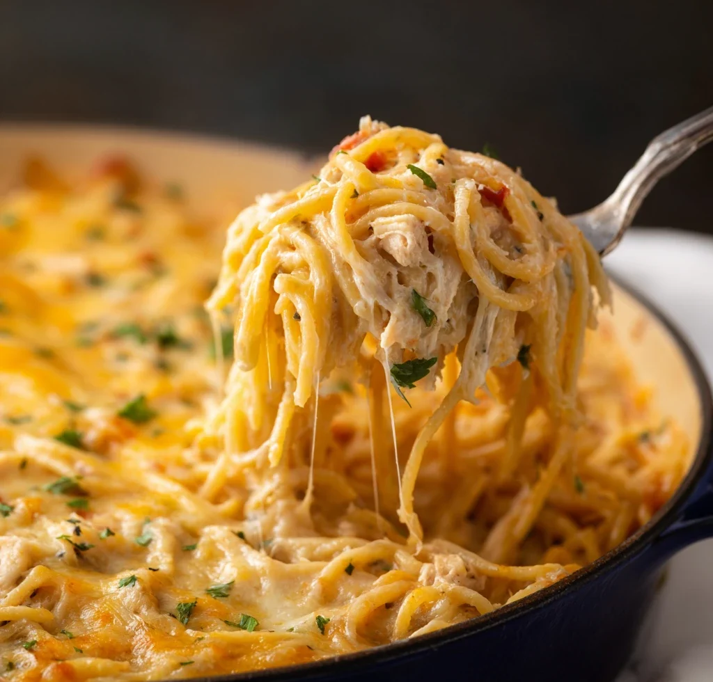 The Creamiest Family-Style Chicken Spaghetti (One-Pan Dinner)