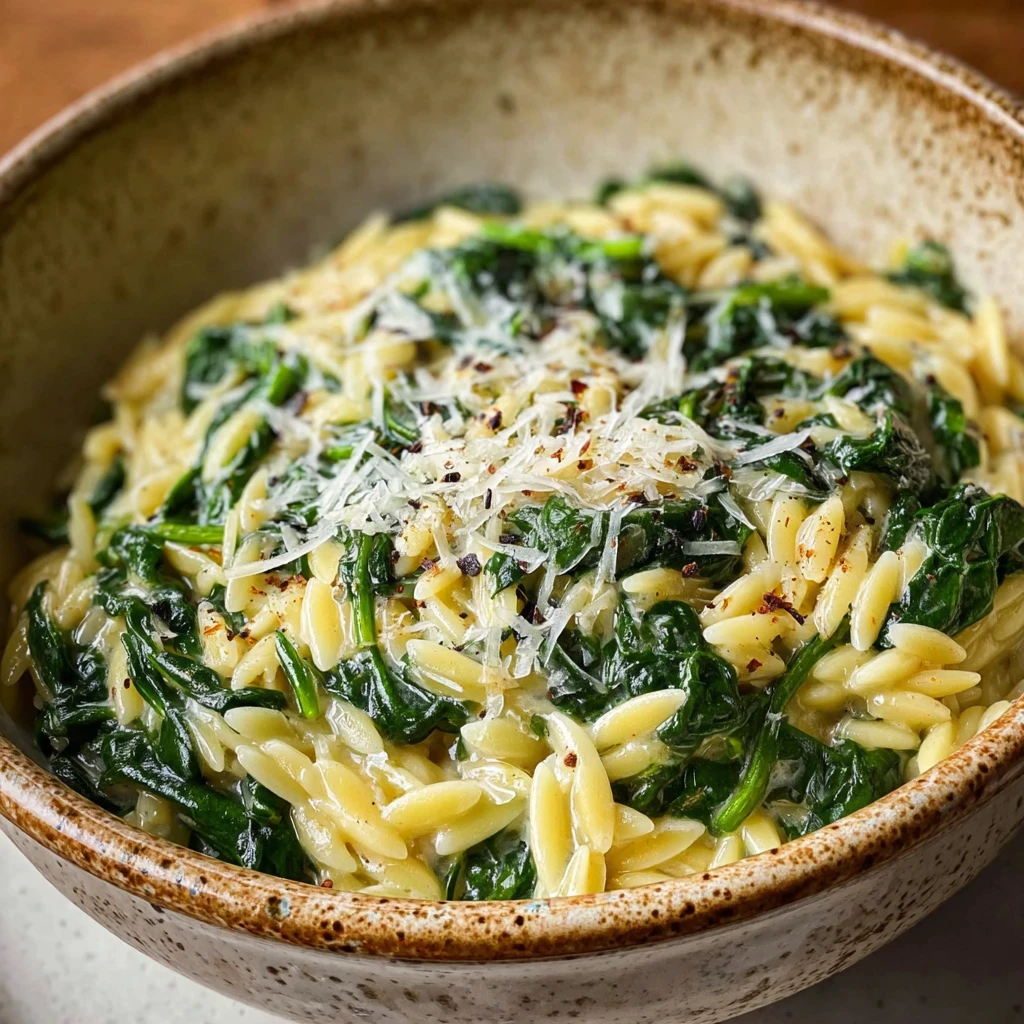 Creamy Garlic Spinach Orzo