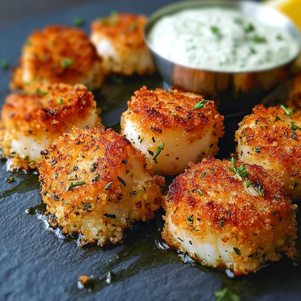 Crisp Breaded Scallops Zesty Tarragon Tartar Sauce