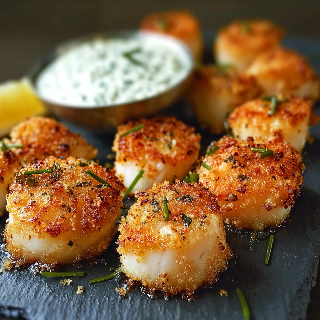 Crisp Breaded Scallops Zesty Tarragon Tartar Sauce