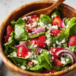 Crunchy Strawberry Romaine Feta Salad