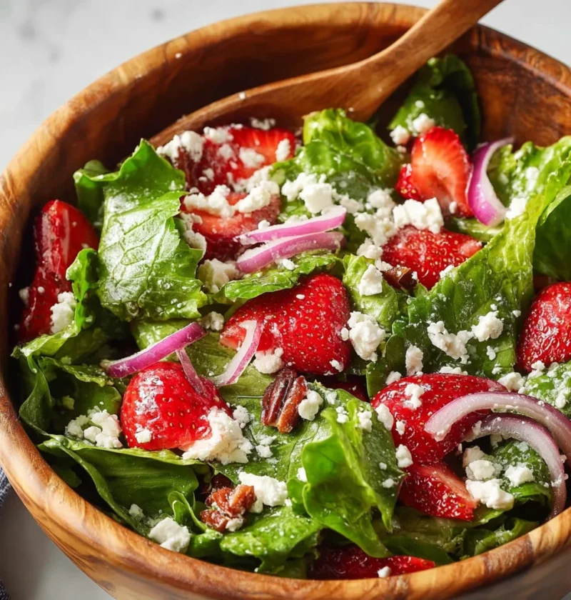 Crunchy Strawberry Romaine Feta Salad