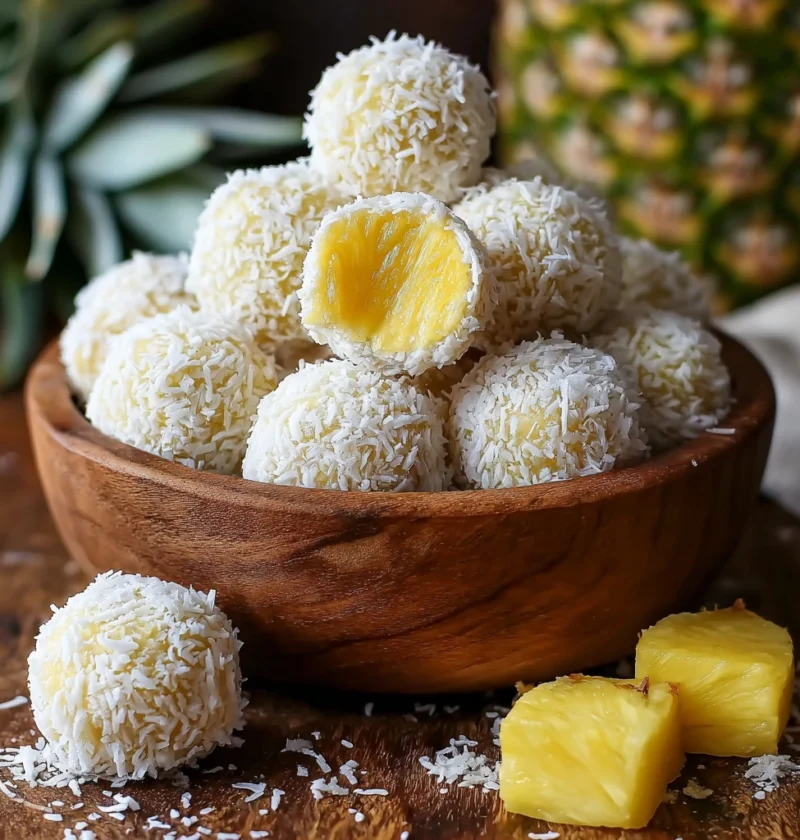 Delicious Pineapple Coconut Bake Balls Treats