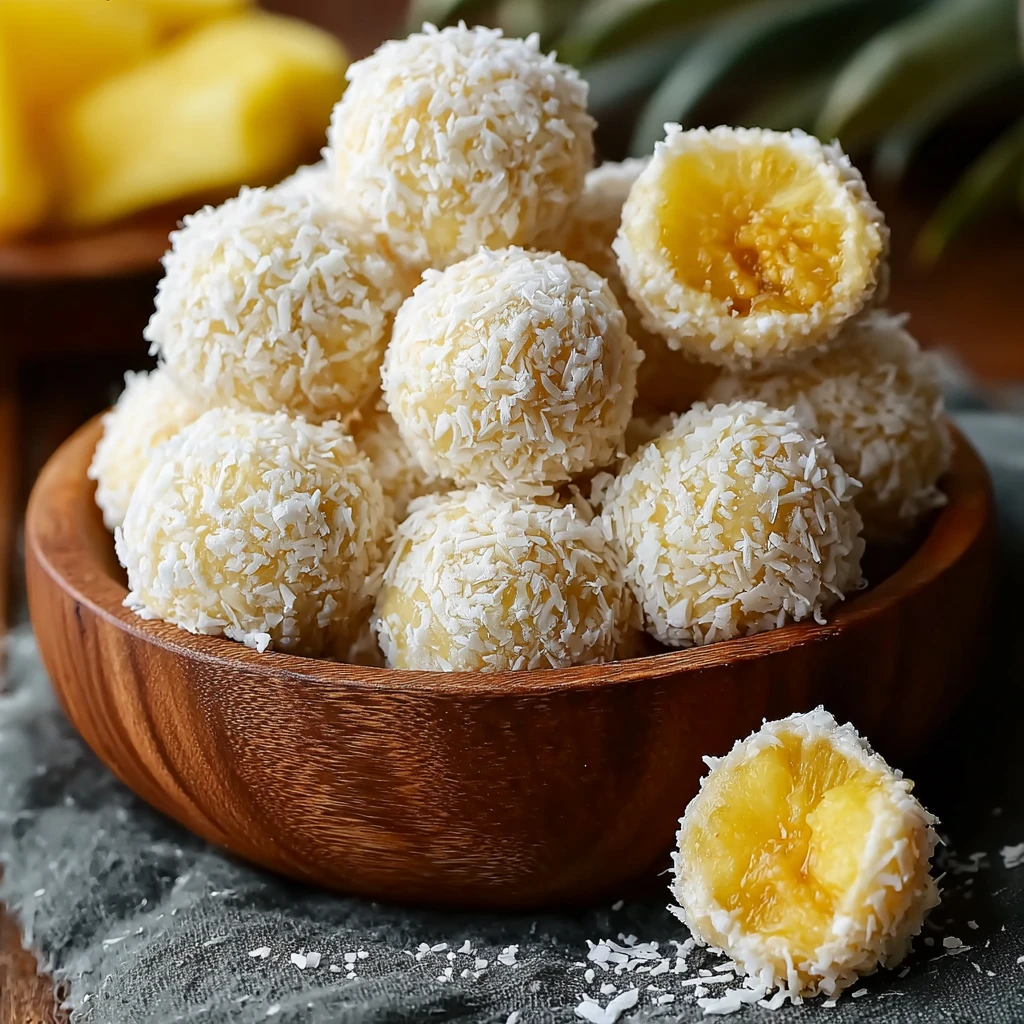 Delicious Pineapple Coconut Bake Balls Treats