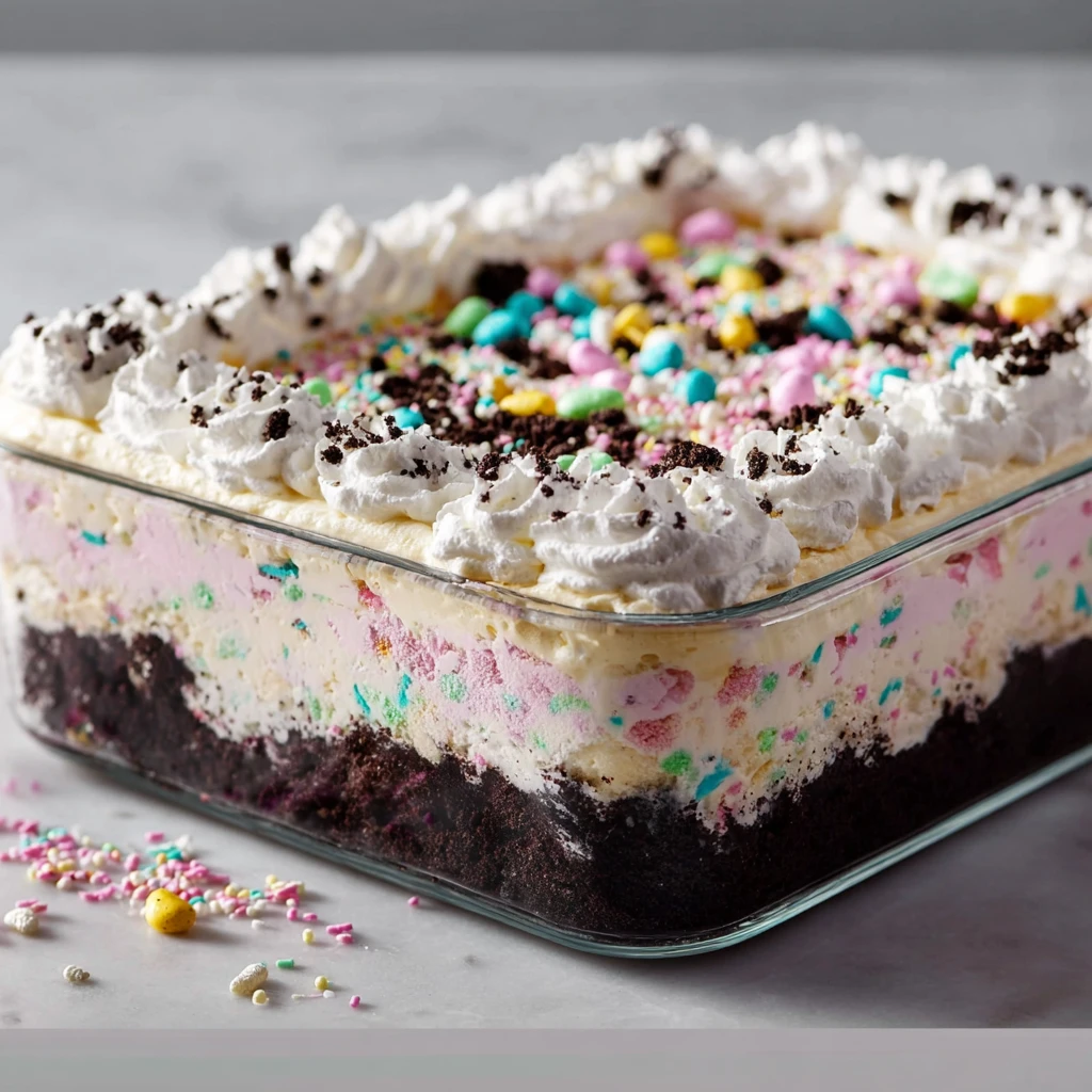 Easter Oreo Funfetti Lush Delightful Nobake Layers