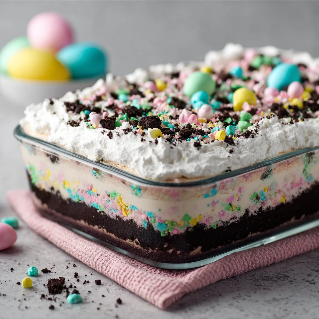 Easter Oreo Funfetti Lush Delightful Nobake Layers