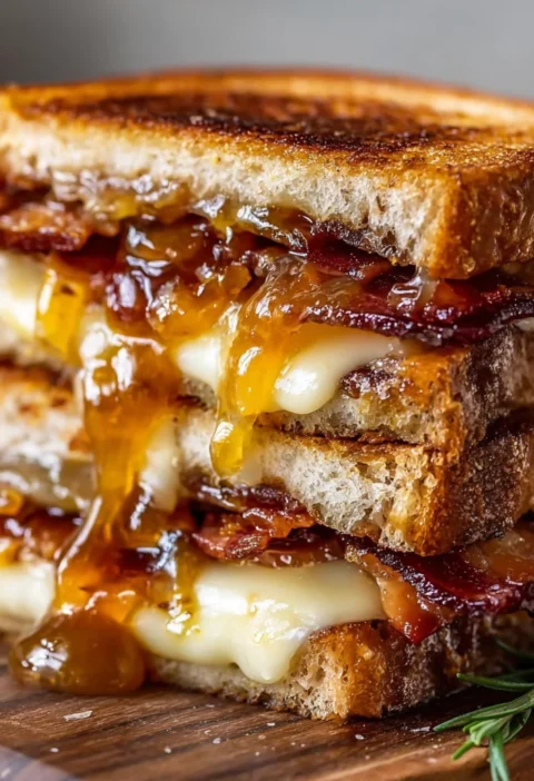 Hot Honey Apple Cheddar Beef Bacon Grilled Cheese