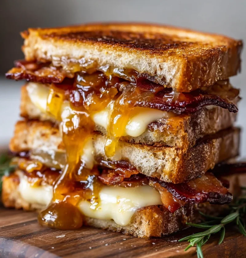 Hot Honey Apple Cheddar Beef Bacon Grilled Cheese