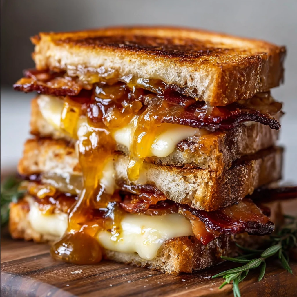 Hot Honey Apple Cheddar Beef Bacon Grilled Cheese
