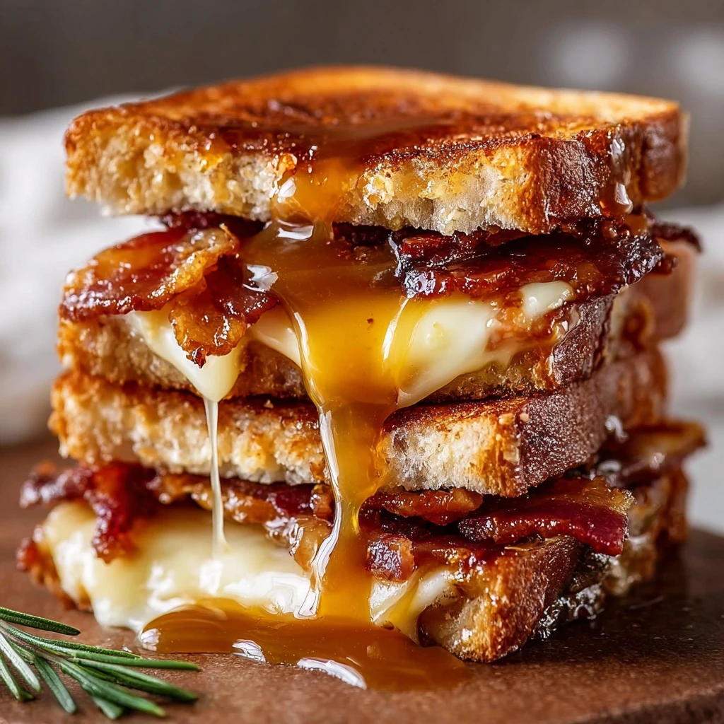 Hot Honey Apple Cheddar Beef Bacon Grilled Cheese