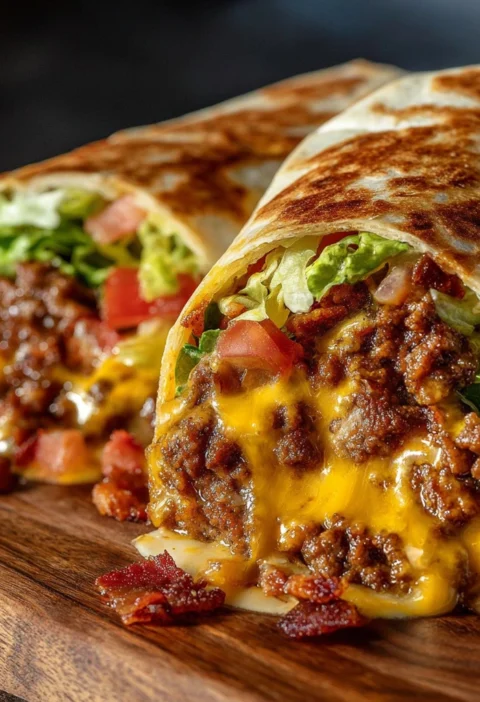 Loaded Bacon Cheeseburger Burrito Creamy Cheese Recipe