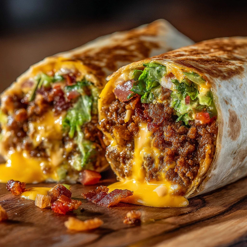 Loaded Bacon Cheeseburger Burrito Creamy Cheese Recipe