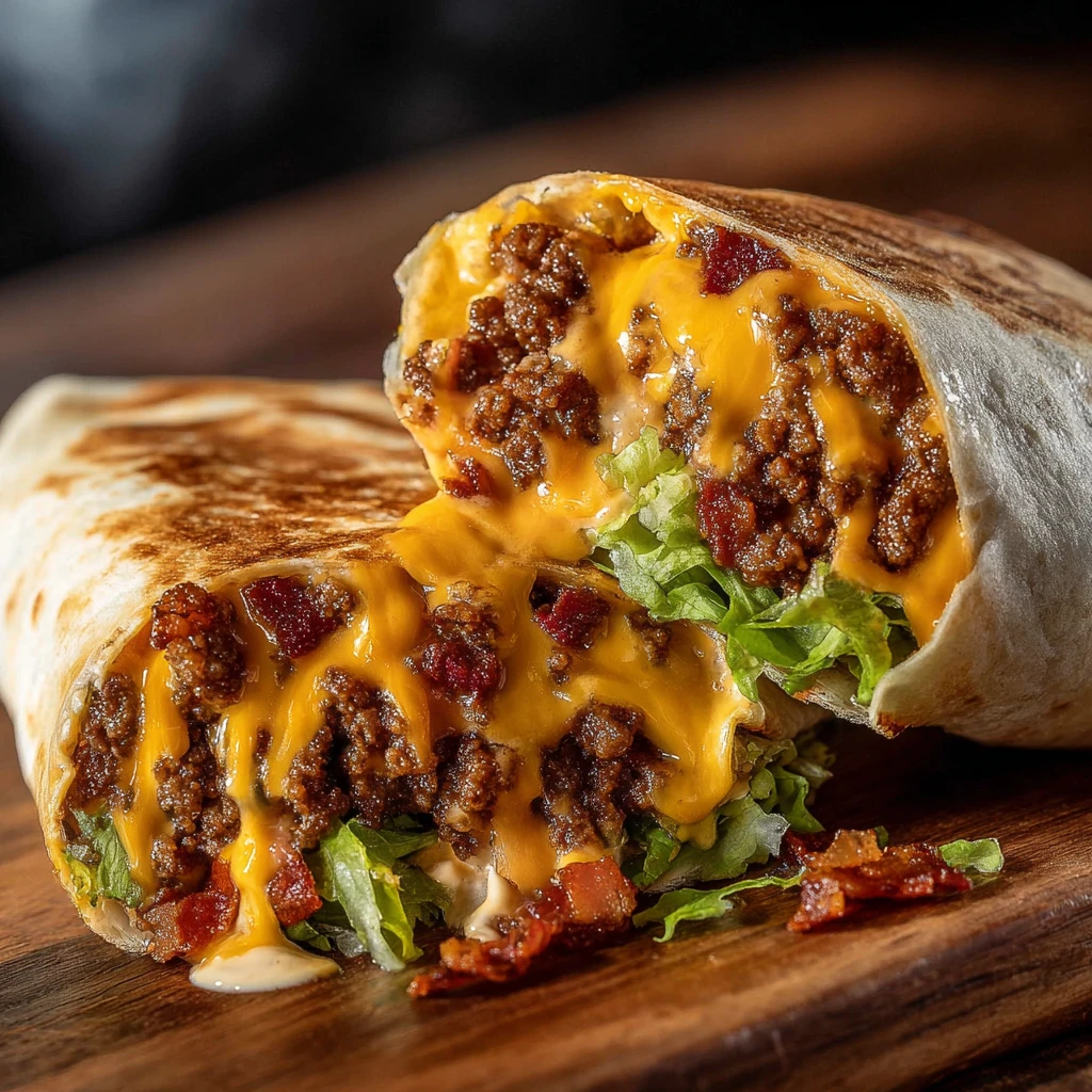 Loaded Bacon Cheeseburger Burrito Creamy Cheese Recipe
