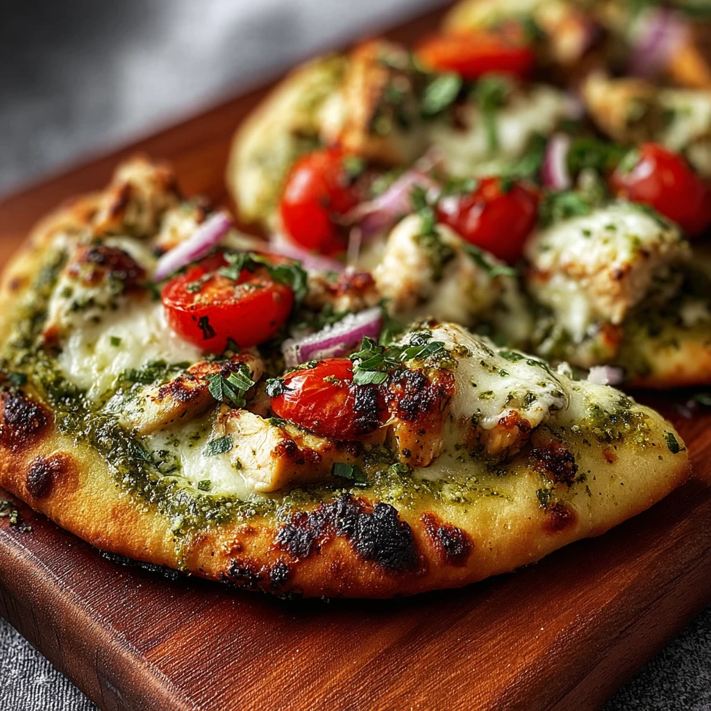 Pesto Chicken Flatbread Mozzarella
