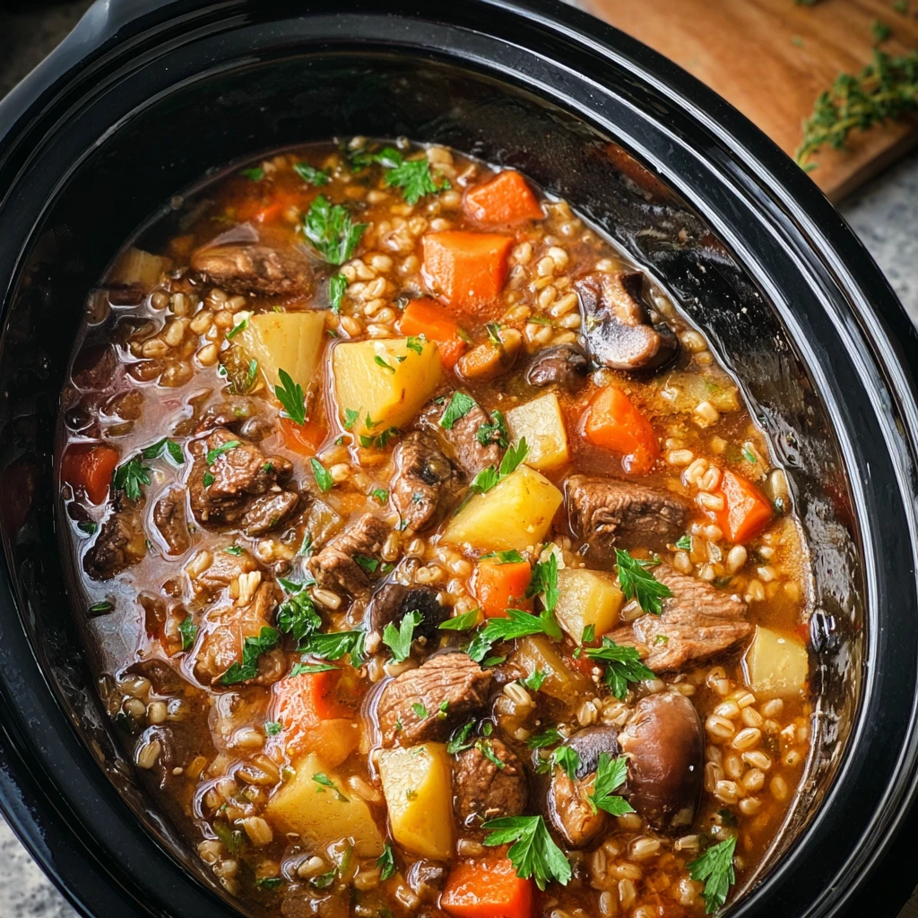 Slow Cooker Beef and Barley Soup