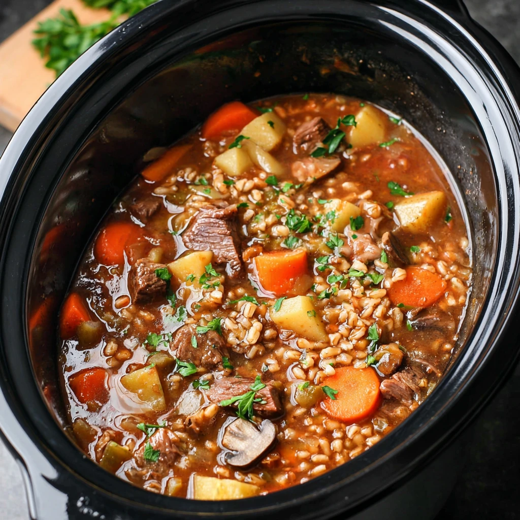 Slow Cooker Beef Barley Soup