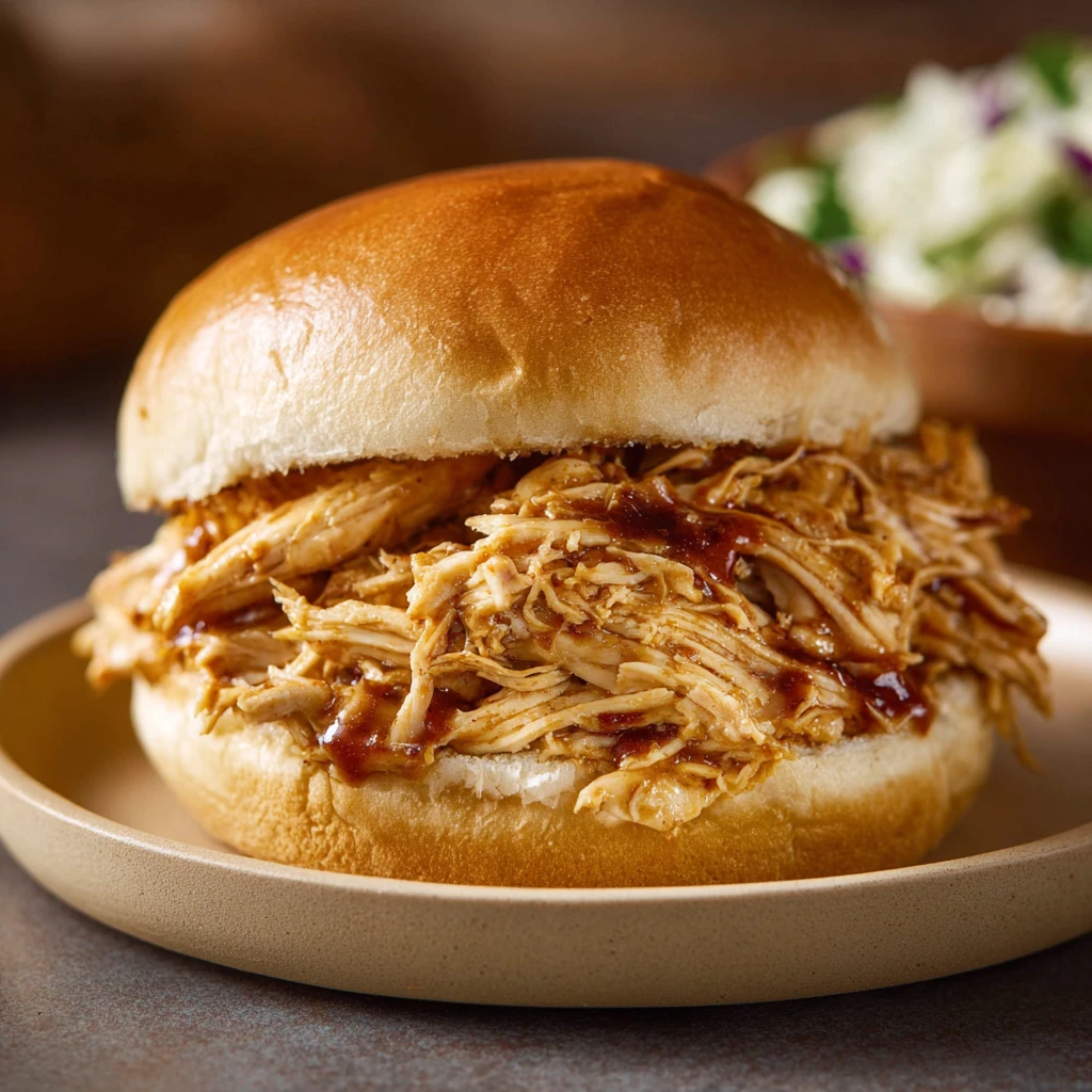 Sweet Baby Ray’s Smoky Crockpot Chicken Sandwich