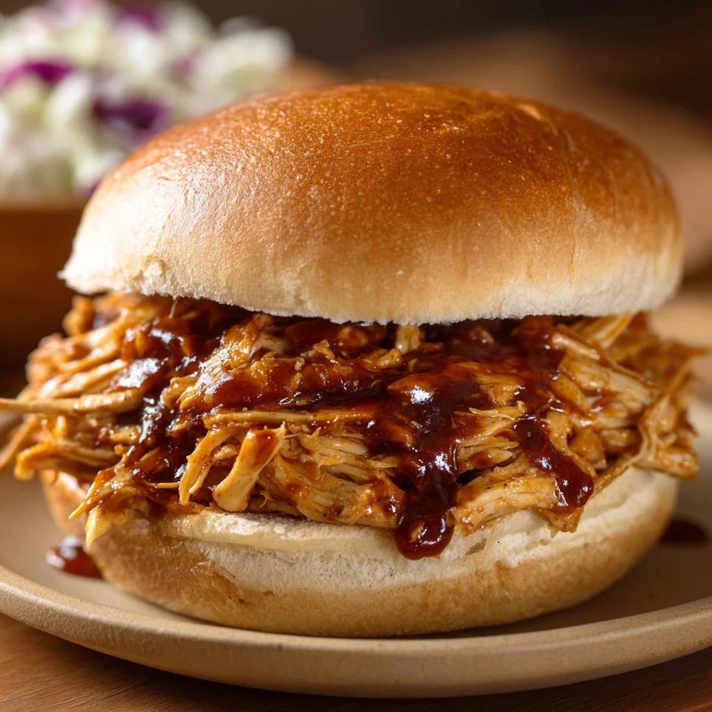 Sweet Baby Rays Smoky Crockpot Chicken Sandwich