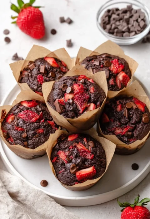 double chocolate strawberry banana muffins