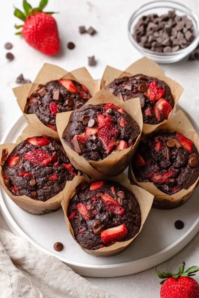 Making Double Chocolate Strawberry Banana Muffins
