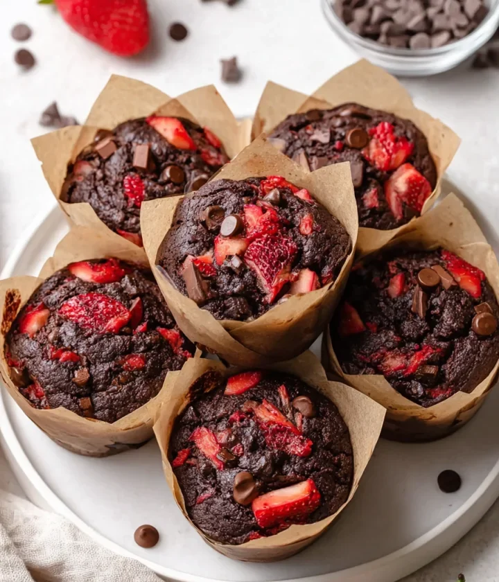 double chocolate strawberry banana muffins