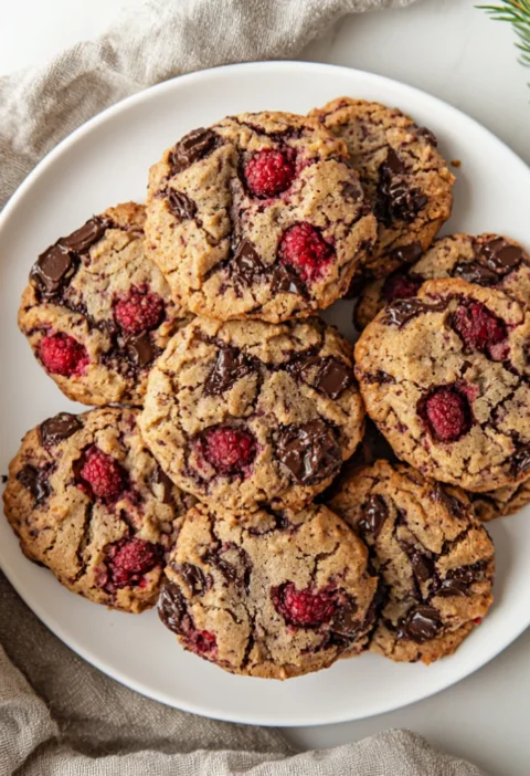 Raspberry chocolate chip cookies