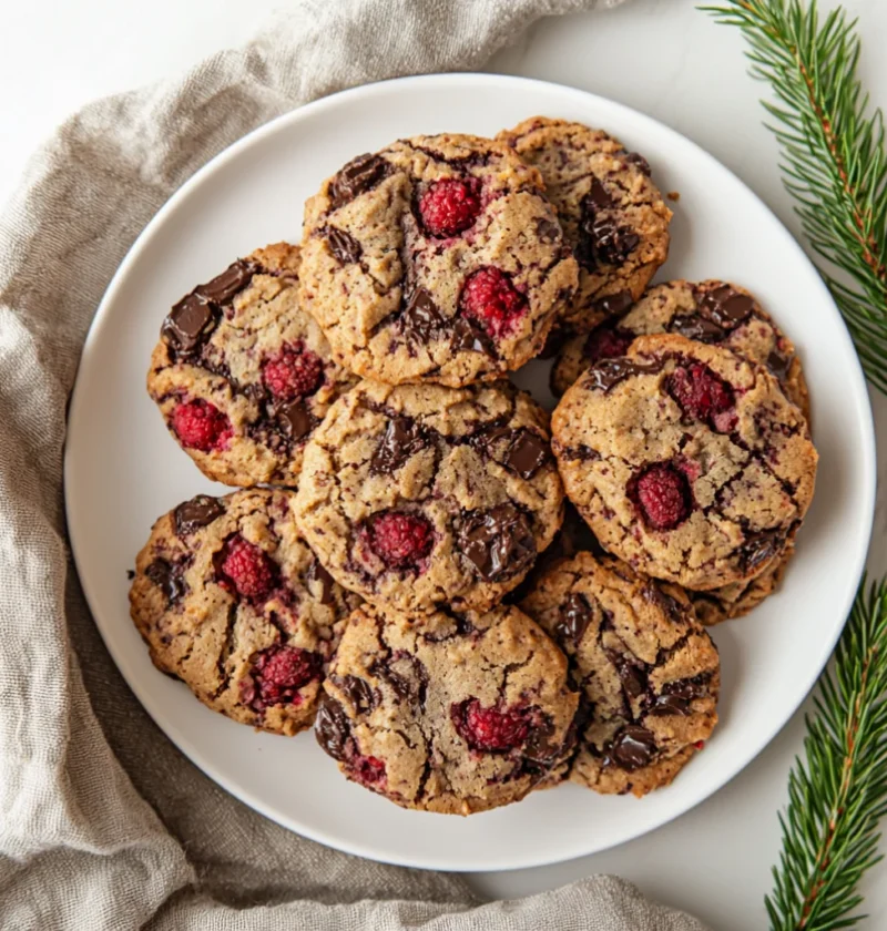Raspberry chocolate chip cookies