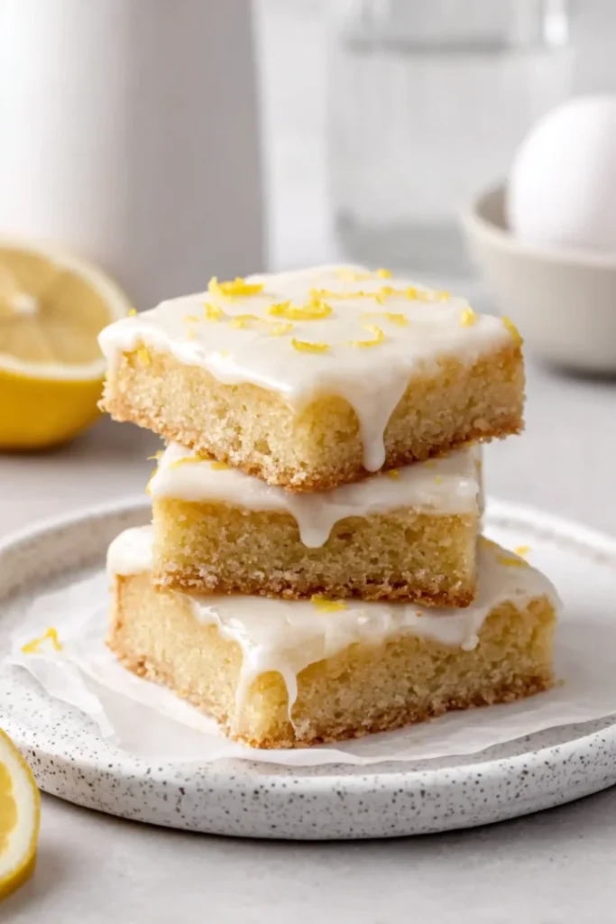 Soft and Chewy Lemon Blondies with a Zesty Glaze