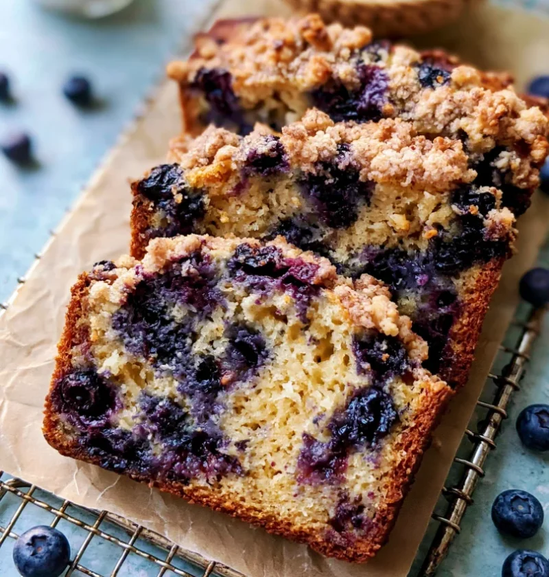 Bakery Style Blueberry Banana Bread