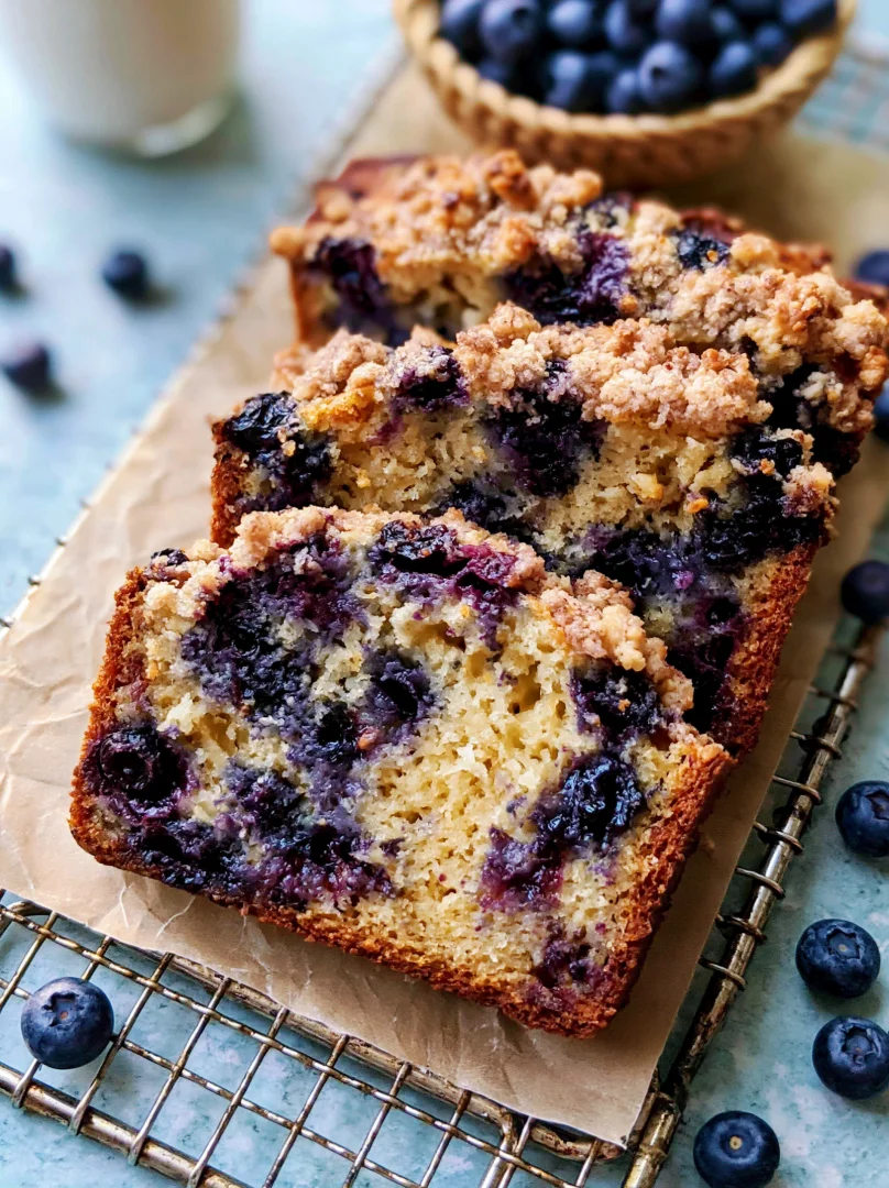 Bakery Style Blueberry Banana Bread with Sugar Crust