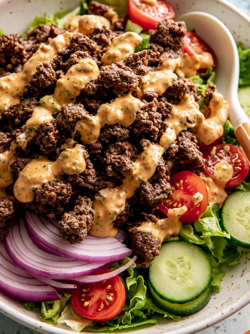 Healthy Burger Bowl with Secret Sauce