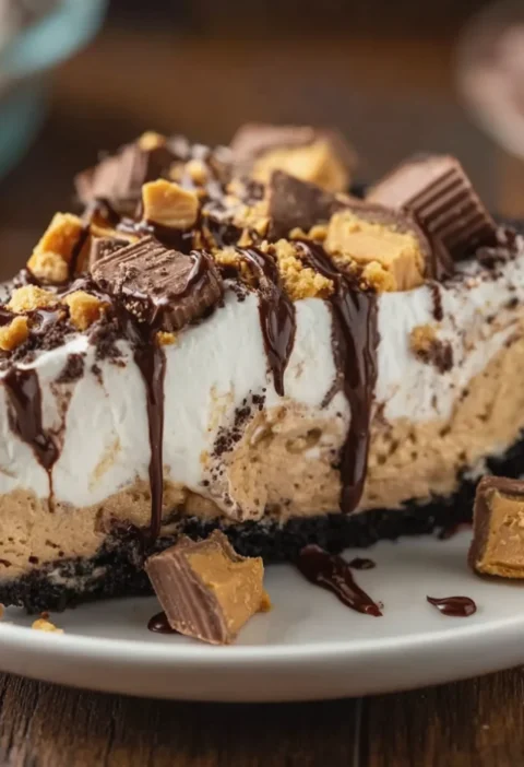 No Bake Snickers Pie