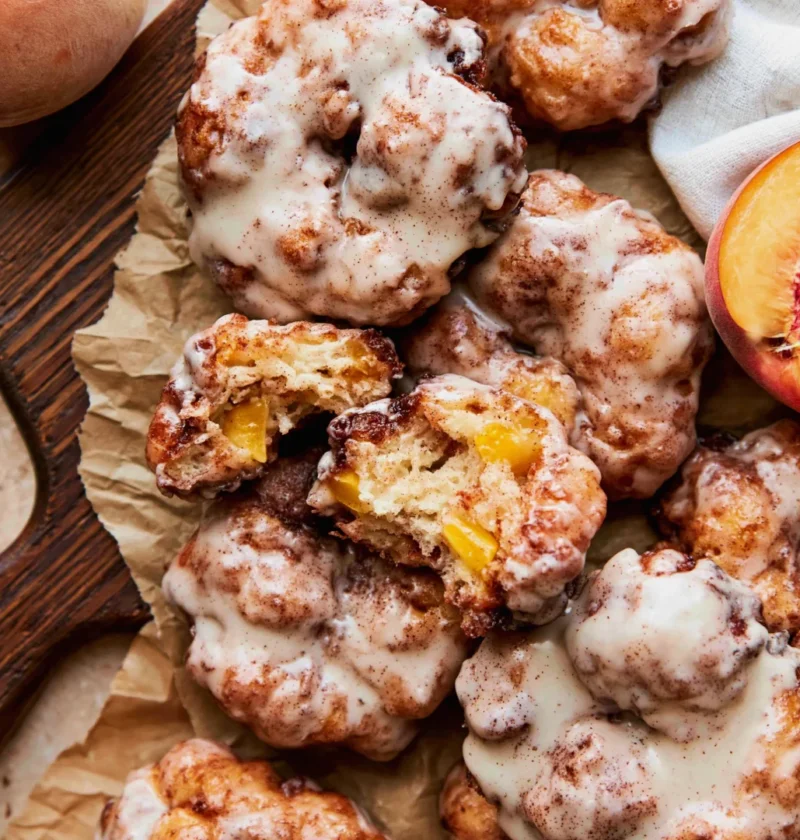 Peach Fritters with Brown Butter Glaze